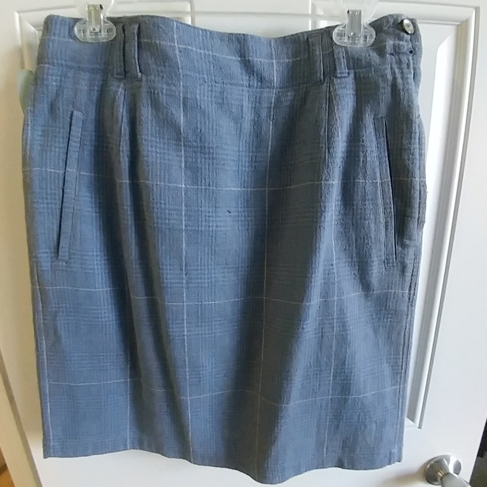 Liz Wear blue plaid sz 14 Career lined skirt